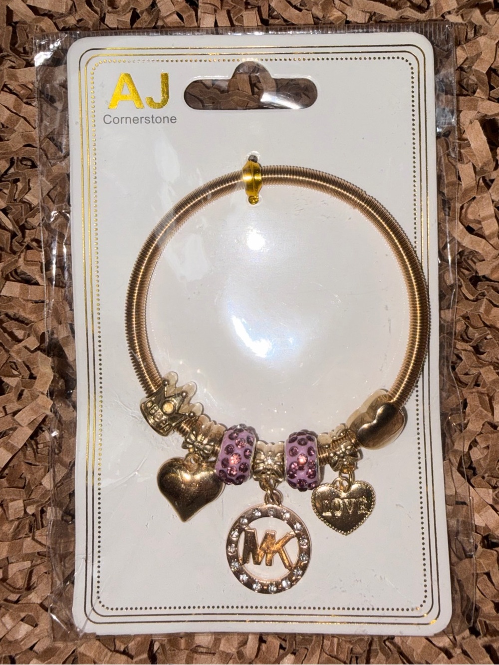Fashion MK Gold Tone Charm Bracelet